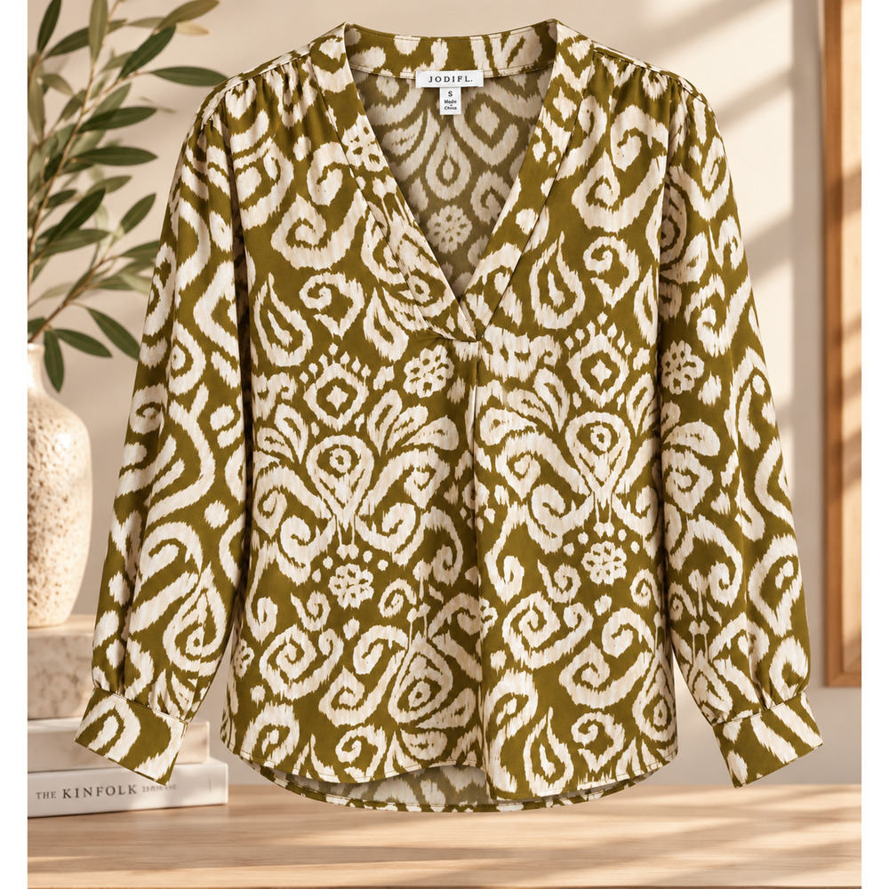 Olive Abstract Print Blouse